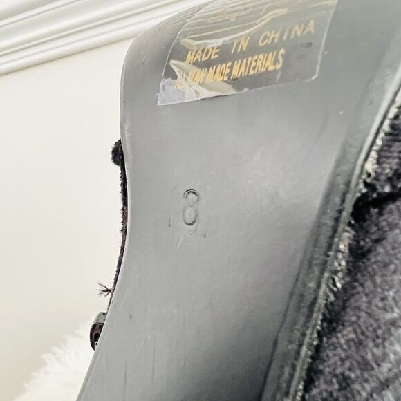 🎉Clearance🎉YOKI Black Velvet & Rhinestone Studded Black Heel Ankle Boots Sz 8 - Picture 9 of 9